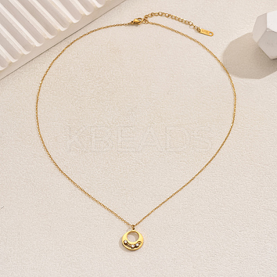 201 Stainless Steel Hollow Circle Rotating Necklace for Women Daily Wear AK8752-1