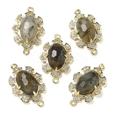 Natural Labradorite Faceted Oval Connector Charms G-G181-06G-07-1