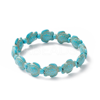 Dyed Synthetic Sea Turtle Beaded Stretch Bracelets for Women BJEW-JB09934-01-1
