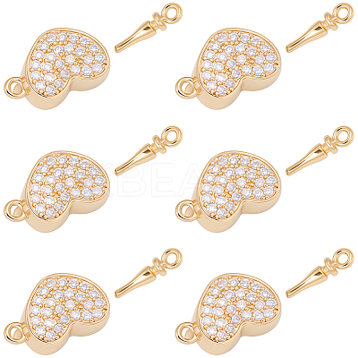 6Pcs Brass Micro Pave Clear Cubic Zirconia Box Clasps KK-BBC0019-67-1