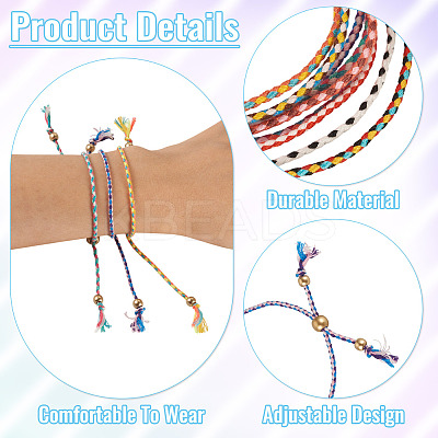 24Pcs 12 Colors Bohemian Braided Polyester Cord Bracelet Making MAK-TA0001-34-1