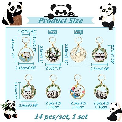 Alloy Enamel Panda Pendant Stitch Markers HJEW-AB00267-1