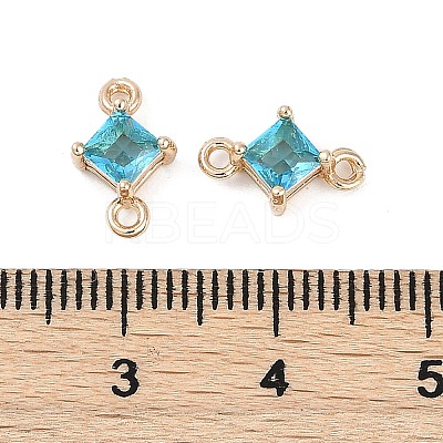Brass Pave Glass Rhombus Links Connector Charms GLAA-Q088-001C-1