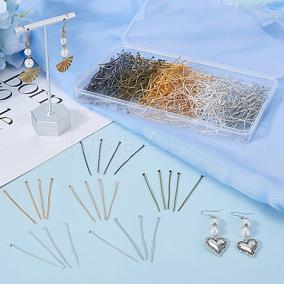 600Pcs 6 Colors Brass Flat Head Pins KK-SP0002-36-1