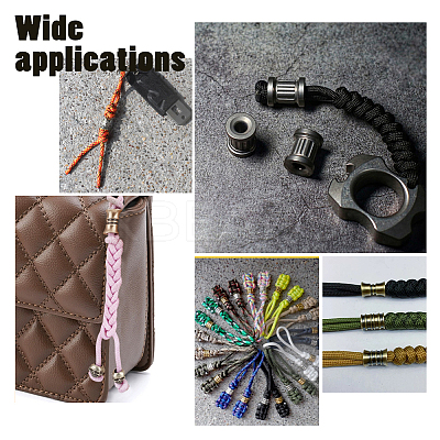 6Pcs 3 Colors Outdoor EDC Tool Brass Parachute Rope European Beads KK-NB0003-72A-1