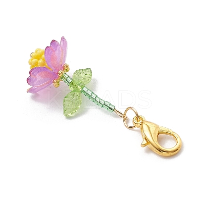 Handmade Glass Seed Beaded and Acylic Flower Pendant Decorations Sets HJEW-MZ00255-1