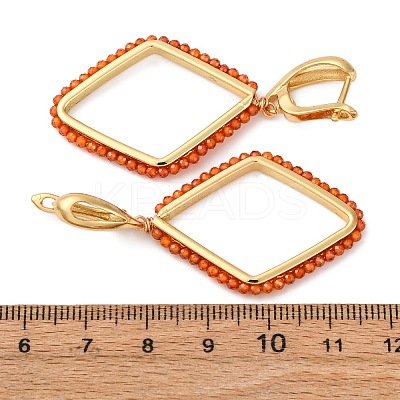Rack Plating Brass Cubic Zirconia Rhombus Hoop Earrings EJEW-L303-02G-1