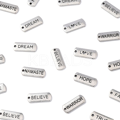 120Pcs 12 Styles Tibetan Style Alloy Rectangle Pendants FIND-FS0003-63-1