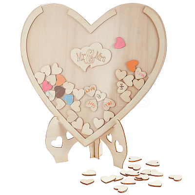 Heart Shape Wooden Guest Book Ornaments DJEW-WH0034-80-1