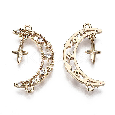 Brass Micro Pave Cubic Zirconia Links Connectors X-KK-R111-044-1