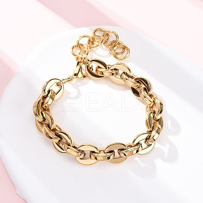304 Stainless Steel Oval Link Chain Bracelets for Women BJEW-Z128-01G-02-1