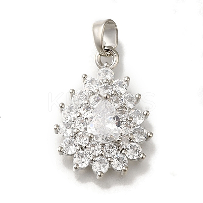 Rack Plating Brass Micro Pave Cubic Zirconia Pendant KK-H485-39P-1