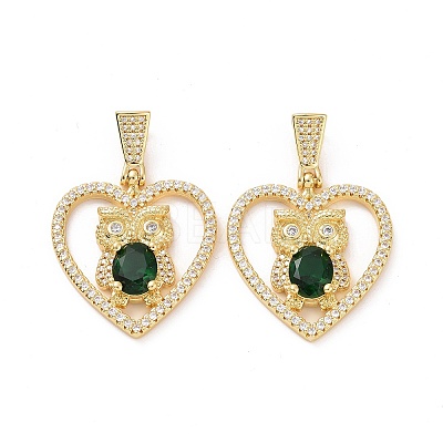 Brass Micro Pave Clear Cubic Zirconia Pendants ZIRC-F134-18G-02-1