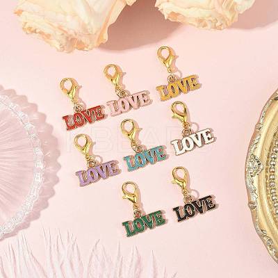8Pcs 8 Colors Alloy Enamel Pendant Decorations HJEW-FS00084-1