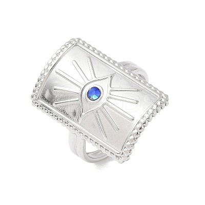 304 Stainless Steel Rhinestone Cuff Rings LS-RJEW-S626-09P-1