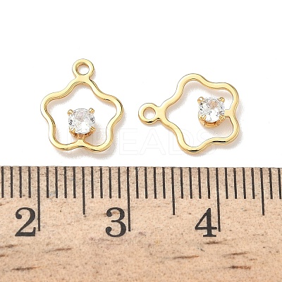Brass Micro Pave Cubic Zirconia Flower Charms KK-Z136-03G-1