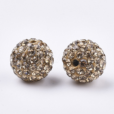 Handmade Polymer Clay Rhinestone Beads RB-S250-12mm-A25-1