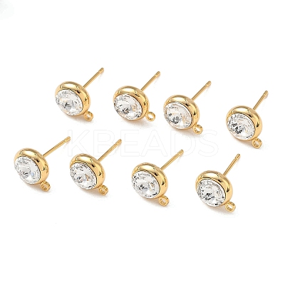 SHEGRACE Brass Rhinestone Flat Round Stud Earring Findings XGR0099G-120G-1