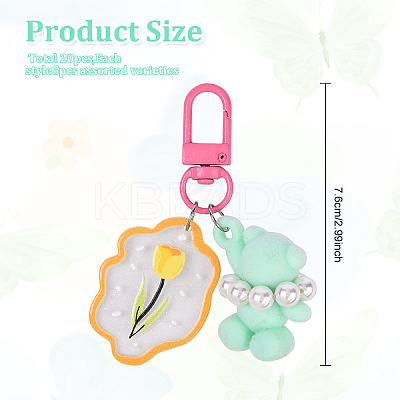20Pcs 4 Style Shell Pearl & Acrylic Pendant Decorations KEYC-YW00214-1