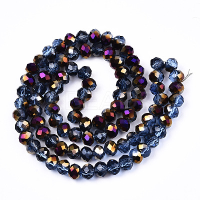 Electroplate Transparent Glass Beads Strands EGLA-A034-T6mm-F24-1