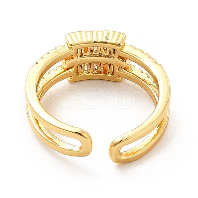 Cubic Zirconia Rectangle Open Cuff Ring KK-H439-29G-1