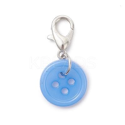 Acrylic Sewing Buttons Pendant Decorations HJEW-JM04109-02-1