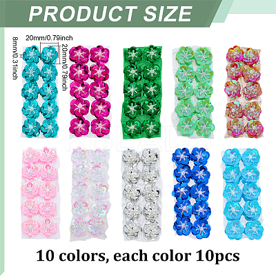 100Pcs 10 Colors Plastic Flower Sequins and Beads for Clothes FIND-ME0002-07-1