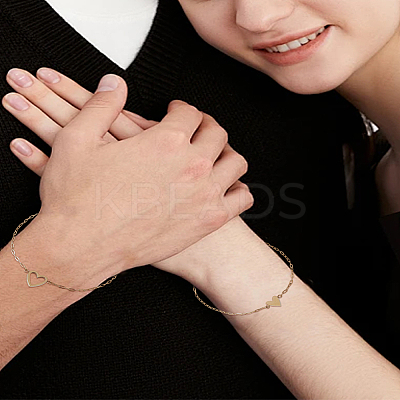 2Pcs Adjustable 201 Stainless Steel Link Bracelets BJEW-LP0015-18-1