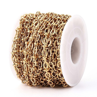 304 Stainless Steel Textured Oval Link Chains CHS-N005-06A-G-1