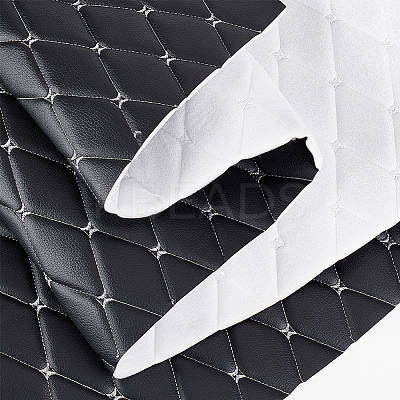 Rhombus Pattern PVC Leather Quilted Foam Backed Fabric FIND-WH0420-138-1