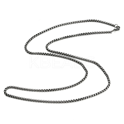304 Stainless Steel Box Chain Necklace NJEW-D046-02B-1