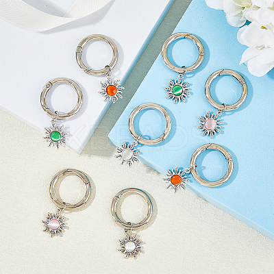 Alloy with Cat Eye Sun Pendants HJEW-AB00224-1