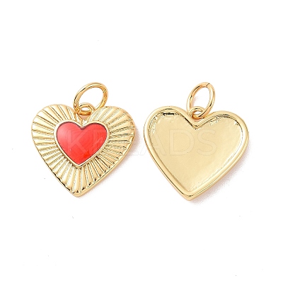 Heart Brass Enamel Pendants X-KK-G435-07G-01-1