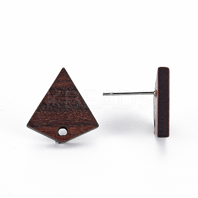 Walnut Wood Stud Earring Findings WOOD-S054-49-1