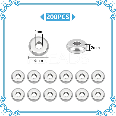 200Pcs 304 Stainless Steel Spacer Beads STAS-UN0061-72-1
