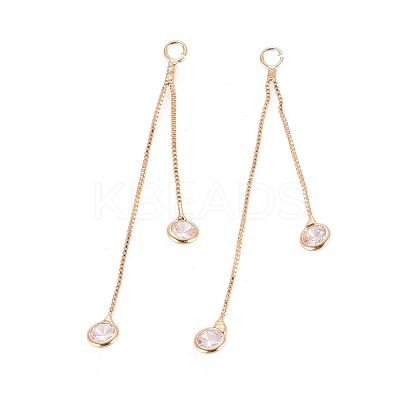 Brass Box Chain Tassel Pendants X-KK-S348-058-1