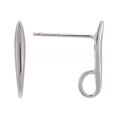 Anti-Tarnish Rhodium Plated 925 Sterling Silver Stud Earring Findings X-STER-K168-118P-1