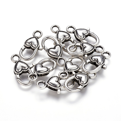 Tibetan Style Heart Lobster Claw Clasps  LF013Y-1