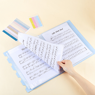 1Pc Plastic Piano Sheet Folder with 5 Sheets Paper Self-Adhesive Stickers AJEW-GF0009-44B-1