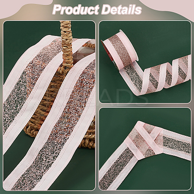 10 Yards Hot Stamping Polyester Satin Ribbons SRIB-WH0011-169A-1