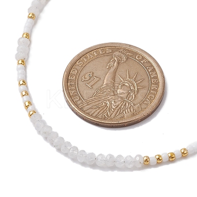 Bohemian Style Natural Rainbow Moonstone Beaded Necklaces NJEW-JN04658-01-1