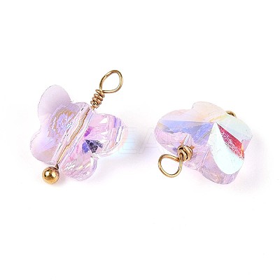 Electroplate Glass Butterfly Charms STAS-N110-12G-1