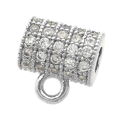 Brass Micro Pave Clear Cubic Zirconia Tube Bails KK-N241-LA825-1-NR-1