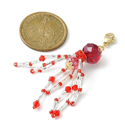 Octopus Glass Beaded Pendant Decorations HJEW-MZ00030-1