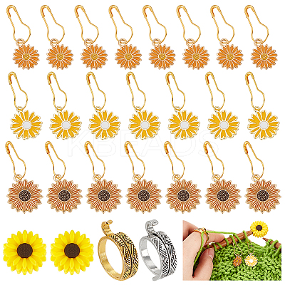 34Pcs Sunflower DIY Knitting Tool Sets HJEW-AB00701-1