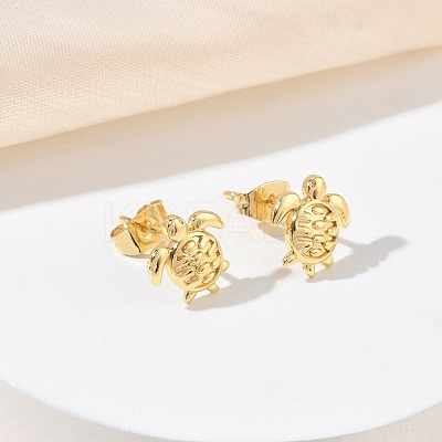 Brass Stud Earrings for Women EJEW-G464-03G-1