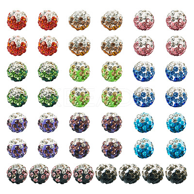 40Pcs 10 Colors Round Handmade Pave Disco Ball Beads RB-TA0001-13-1