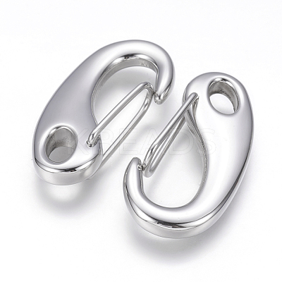 Tarnish Resistant 304 Stainless Steel Push Gate Snap Keychain Clasp Findings STAS-G143-11B-1