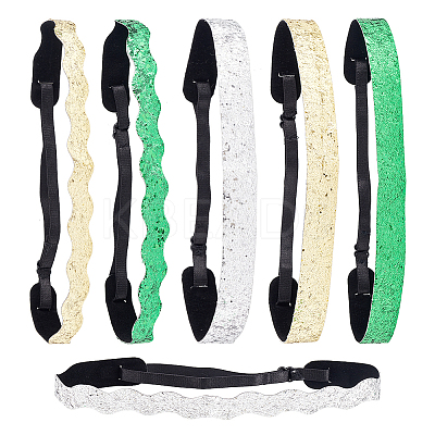 6Pcs 6 Colors Glitter Cloth Hair Bands AJEW-GA0005-37-1