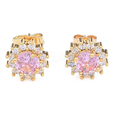Cubic Zirconia Flower Stud Earrings EJEW-N011-60B-1